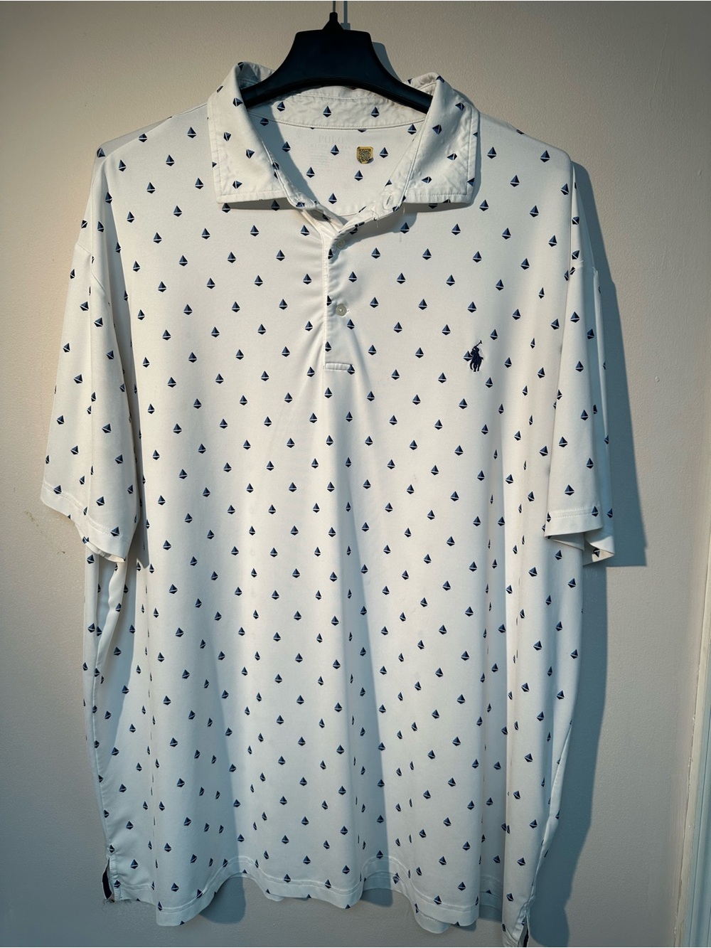Polo by Ralph Lauren White Polo with Navy Sailboat Motif